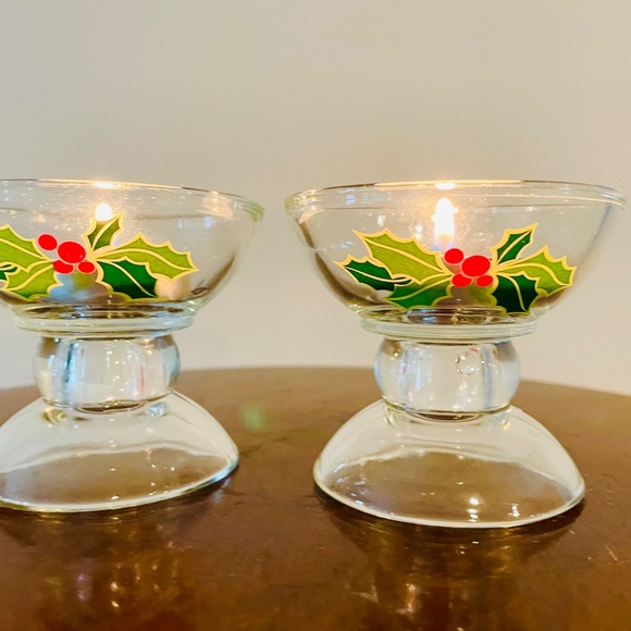 Vintage Avon “Holiday Hostess Collection" glass candle holders from 1981 - Picture 2 of 7